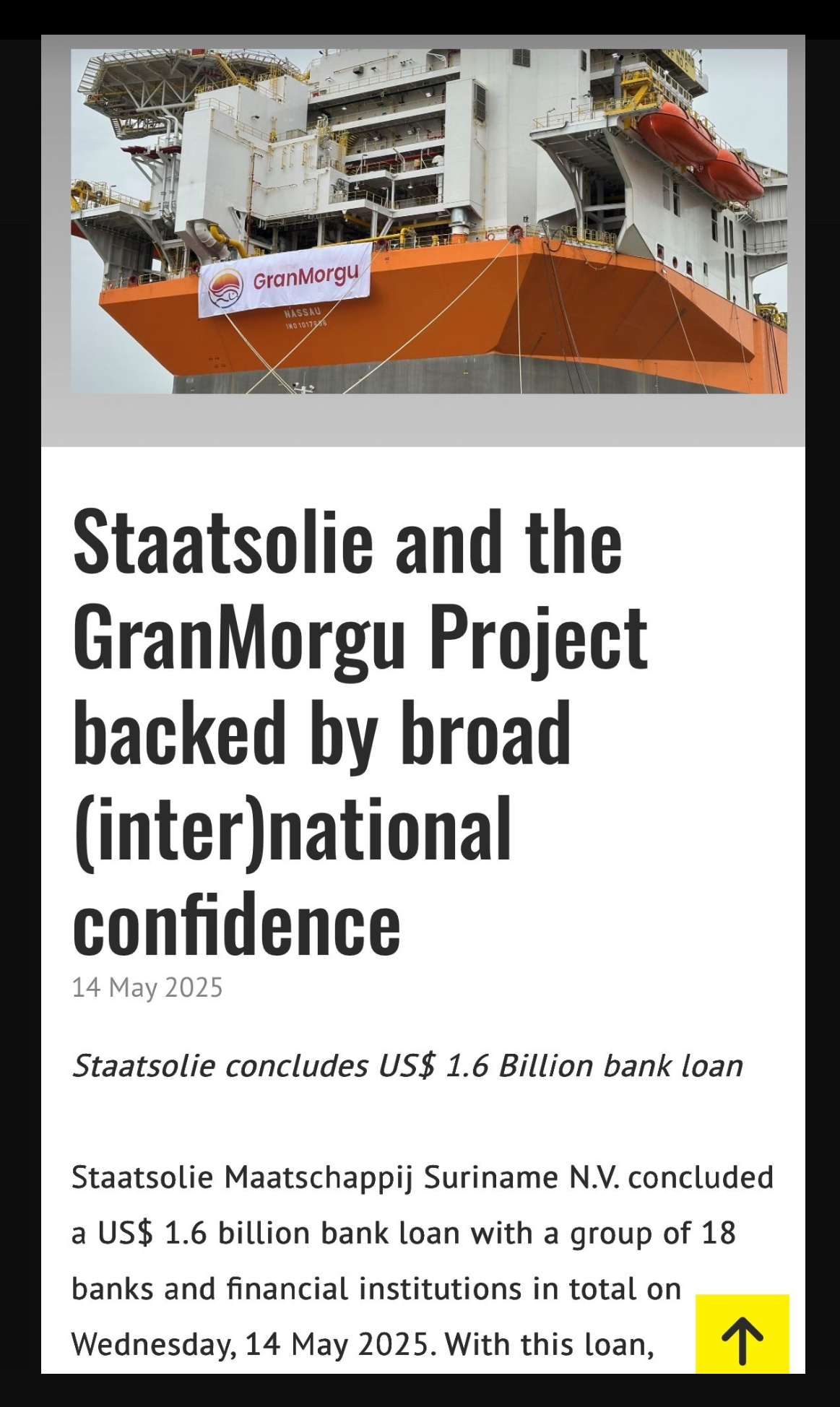 Staatsolie GM Loan