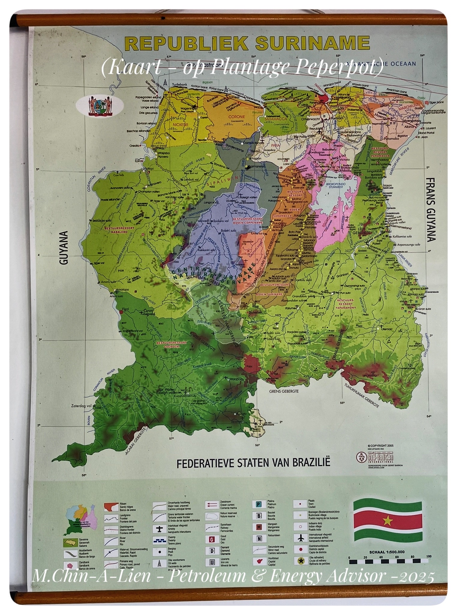 Kaart Suriname op Plantage Peperpot